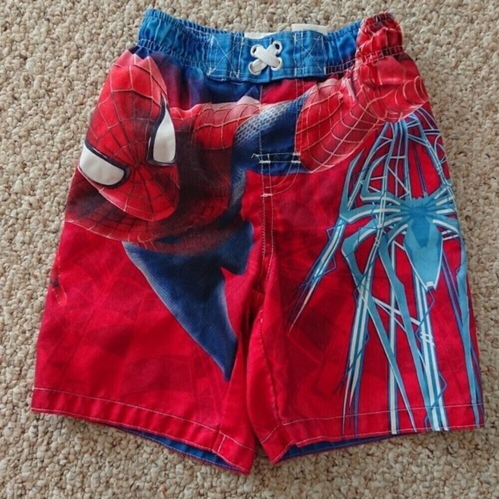 Boys Marvel Spider Swim Shorts - Blue & red size 5